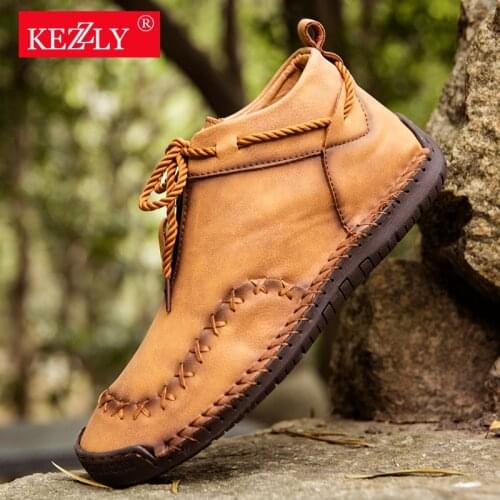 KEZZLY New mens outdoor casual boots, fashionable mens oversized shoes with zipper