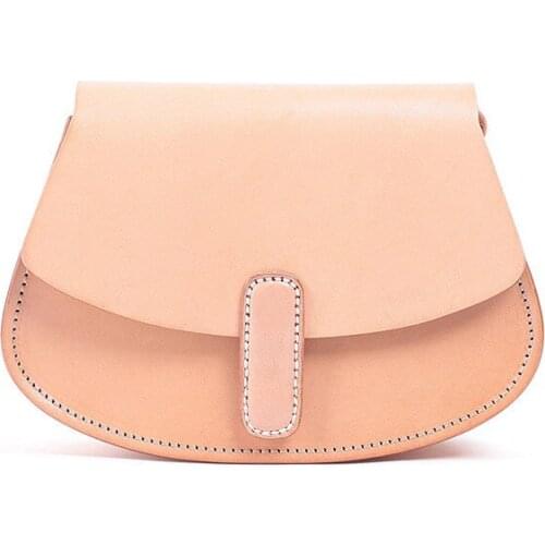 Genuine Leather Classic Semicircle Women Crossbody Saddle Bag