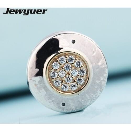 Classic logo clips 925 sterling silver charms with gold Fit charm bead bracelets DIY for fine jewelry making Memnon GD122