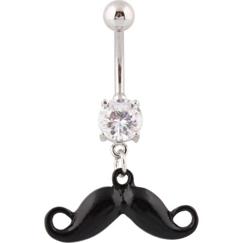 Belly rings Black Avanti beard navel rings fashion body piercing Body jewelry Wholesale 14G stainless steel bar medical steel