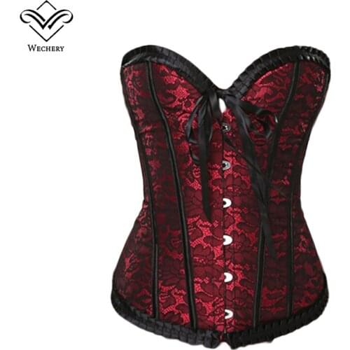 Wechery Steampunk Corset Sexy Gothic Clothing Corsets Lace up korset Corsage Corselet Waist Trainer Bow Push Up Bustier