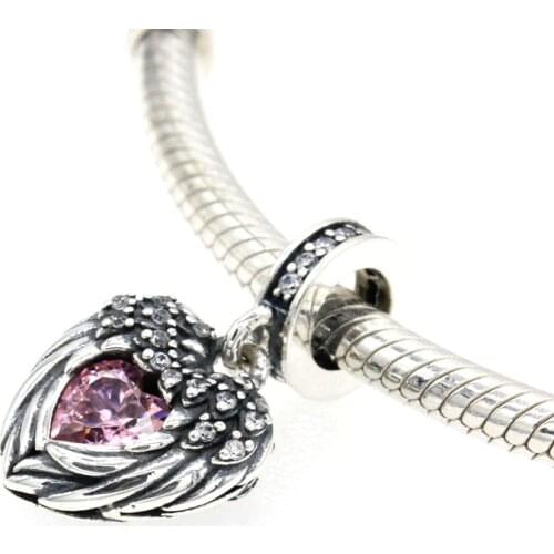 Love Heart CZ Pendant Charm 925 Sterling Silver Fit Original Pandora Bracelet Bead Silver 925 Jewelry Valentines Day Gift