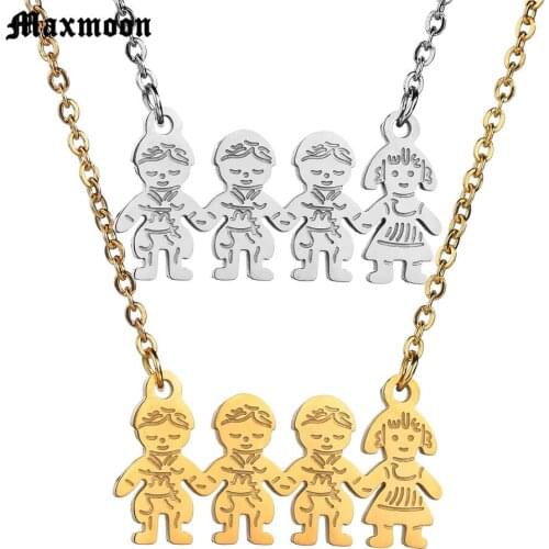 Maxmoon Stainless Steel Boy Girl Pendants Necklaces Fashion Family Chain Necklace For Children Kettingen Voor Vrouwen