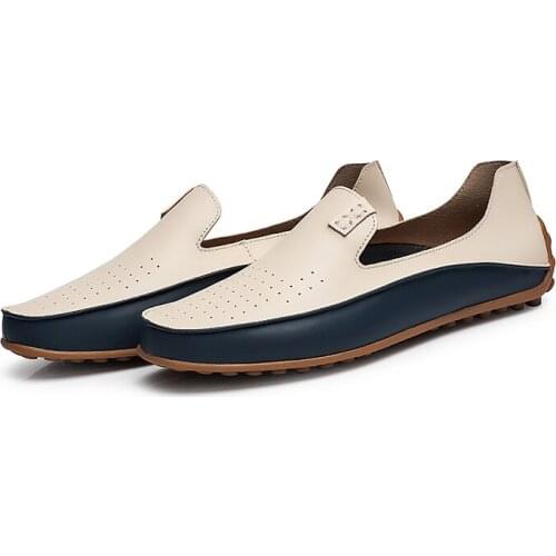 Summer Men Loafers Leather Casual Leisure Non-slip Breathable Comfortable High Quality Fashion Light Driving Shoes Size36-47