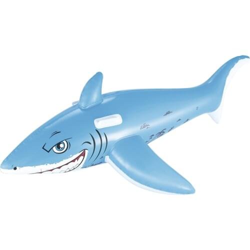 72'' Inflatable Shark Rider With Handles Ride-on Pool Float For Kids Water Toys Swim Mattress Fun Beach Game Buoy