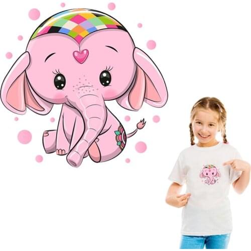 Pink Elephant Iron On Patch Patches For Clothing Ironing Stickers Iron On Transfers DIY Decoration Vynil Heat Transfer Thermal