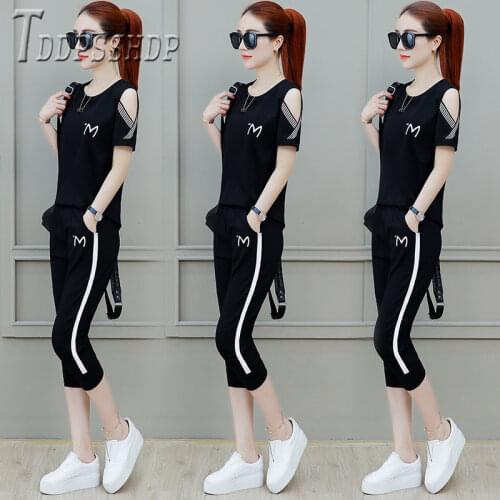 2020 New Loose Plus Size Women Sets Short Sleeve T Shirt And Pants Female Sets