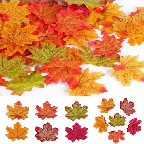 New Artificial Maple Leaves Simulation Decorative Maple Leaves Fake Fall Leaves For Home Wedding Party Decor 100Pcs/Set #264130