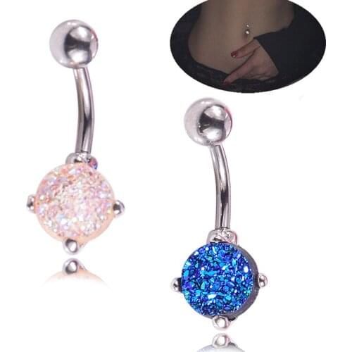 NEW 1PC Steel Belly Button Rings Navel Piercing Ear Piercings Navel Earring Natural stone Belly Piercings Body Jewelry Pircings