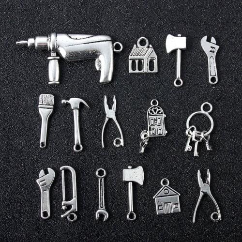 20pcs Charms Pendant Antique Silver color Key House For DIY Bracelet Necklace Jewelry Making Handmade Jewelry Accessories