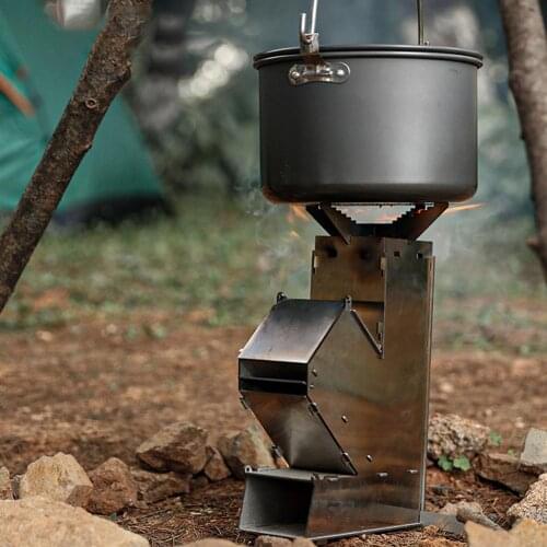 Folding Wood Stove Portable Stainless Steel Collapsible Burning Rocket Stove For Outdoor Camping Hiking Picnic BBQ Cooking