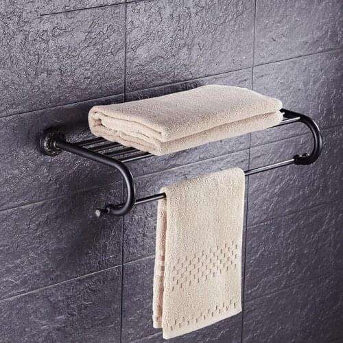 European Towel rack Towel rack Simple Copper Black Bronze Towel Rack Towel Rack Retro Black Bronze Bathroom Pendant