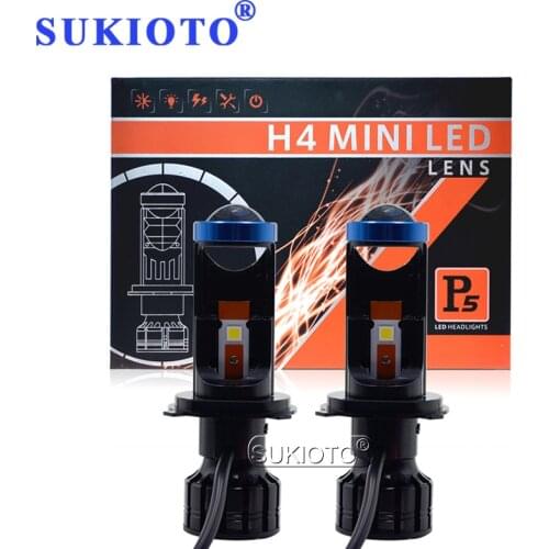 SUKIOTO New 2PCS P5 H4 LED Hi/Lo Beam Mini Projector Lens Headlight 12V 24V 6000K 70W 12000LM Auto Car Light Canbus H4 LED LENS