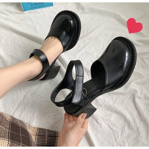 Platform Mary Jane Shoes Undefined Small Leather Shoes Women 2021 Chunky Heels Buckle Strap Ladies Girls Cosplay Lolita Shoes