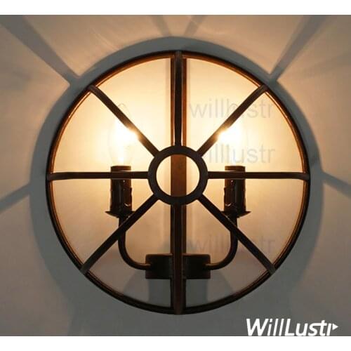 Willlustr rust iron wall sconce rustic metal FOUCAULT vintage lamp half semi orb candle lighting industrial Gyro loft light
