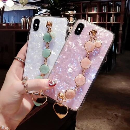 Pearl Bracelet Wristband Soft Phone Case For Samsung Galaxy Note 20 Plus Note10 9 S8 S9 S10 S20 A10 A30S A50 A70 A51 Shell Cover