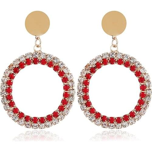 Women Banquet Accessories New Temperament Luxury Rhinestone Big Circle Earrings Europe and the United States fashionear jewelry