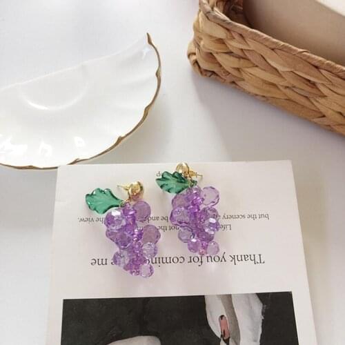 Lovely Design Purple Beads Grape Drop Earring For Woman Jewerly Earrings Female Wedding Earrings Party Wedding Jewelry Gifts
