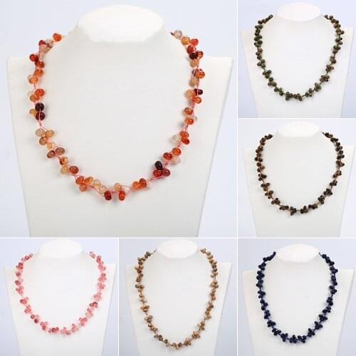 48 cm Natural Stone Choker Bohemian Beads Pendant Necklace Opal Goldstone Necklaces Women Collar Bib Wedding Party Jewelry