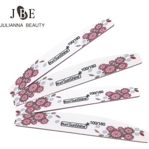 10Pcs Double Sided Flower Nail Files Washable Sanding Buffer Sponge Grit Block Women Manicure Care Nail Art Accessories Tools