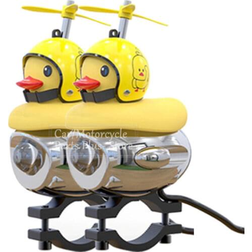 2PCS Small Yellow Duck Spotlight Combination LED Headlamp White Light Road Bike Motor Motorcycle Cycling Light