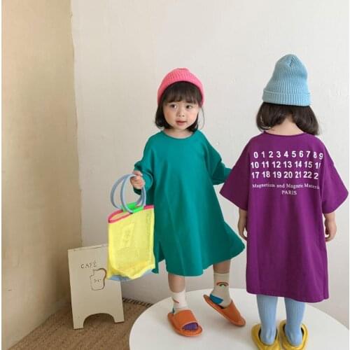 2021 Korea style girls dress fashion cotton summer shorts sleeve girls dresses