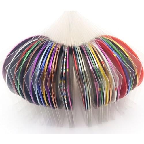 30Pcs Color Slider Nail Sticker Applique Tape Nail Art Design Stripe Line Decoration Tool Stripe Tape Line Adhesive Ribbon 1 Mm