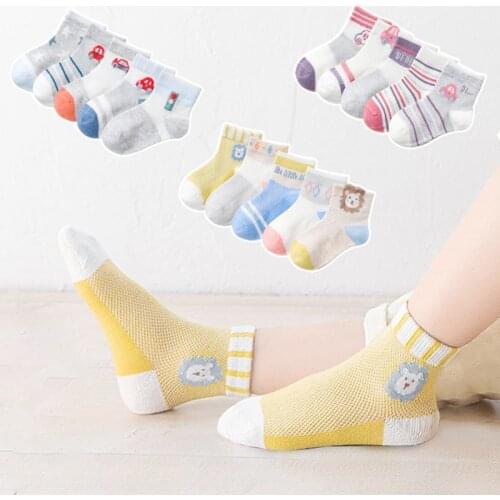5 pairs/lot Cute Cartoon Mesh Cotton Baby Kids Socks Summer Breathable Knit Newborn Socks Baby Boy Socks Girls Socks for 1-12Yrs