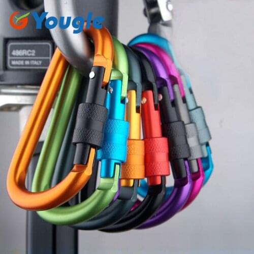YOUGLE Aluminum D-ring Snap Spring Hook Carabiner Keychain Backpack hanging buckle Drink Water Bottle Holder