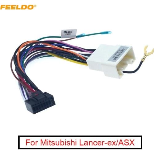 FEELDO Car Sterei Radio 16PIN Adaptor Wiring Harness For Mitsubishi Lancer-ex ASX Power Calbe Wire Head Unit Harness