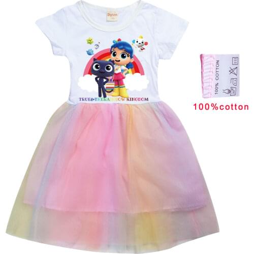 2-10Y True and The Rainbow King Clothes Kids Bartleby Cat Figure Baby Girls Princess Dress Robe Kids Fancy Wedding Party Outfits
