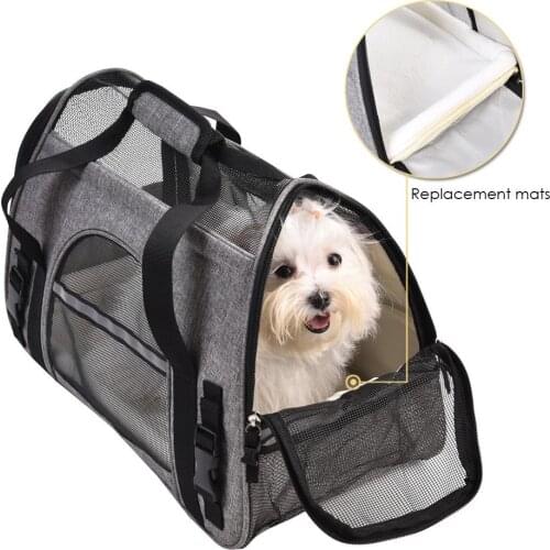 Travel Bags For Dog Cat Portable Breathable Single Shoulder Strap Airline Approved Fleece Pads Pet Carrier With Training Clicker