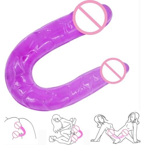 Double Sided Dong Jelly Dildo Penis Dick U Shape Artificial Penis Vagina Anal Plug G Spot Massager Lesbian Sex Toy For Women Man