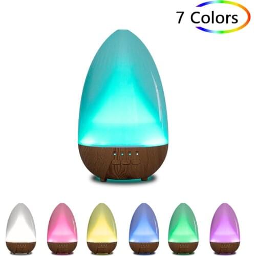 USB Air Humidifier Electric Mini Wood Grain Aroma Diffuser Essential Oil Aromatherapy Cool Mist Maker With 7 LED Light For Home
