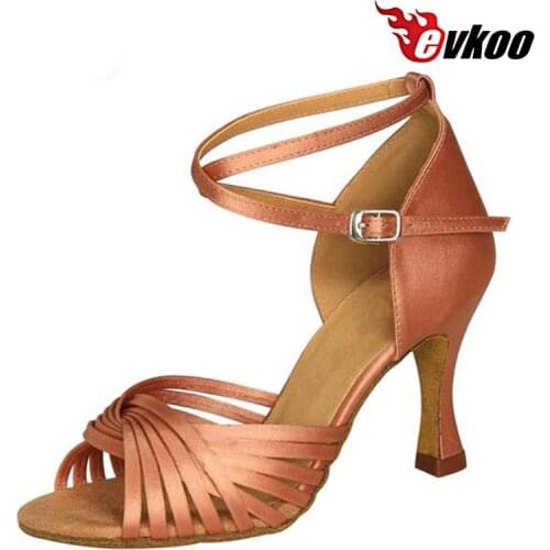 Evkoodance Six Color Latin Dance Shoes For Ladies Made By High Quality Satin Material 7cm Heel Height Dancing Party Shoes