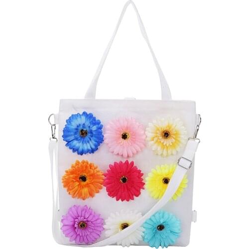 Canvas bag literary girl new style personalized flower design portable shoulder bag
