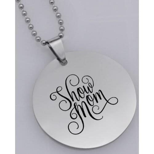 Personality disc pendant show mom Art font stainless steel jewelry family gift Customed necklace N4059