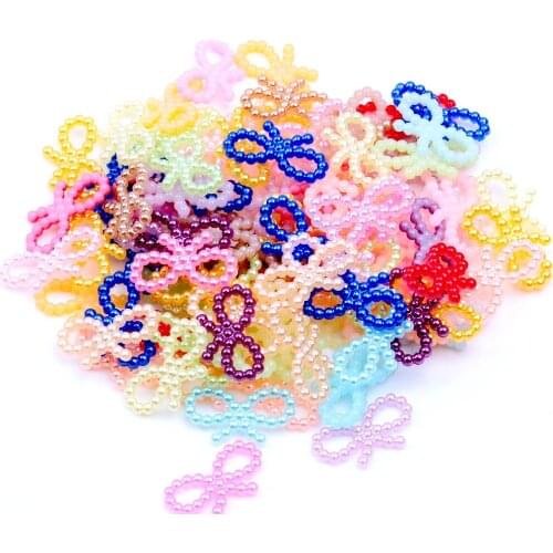 Bowknot Shape 18x10mm 1000/60pcs Many Colors Imitation Pearls Flatback Nail Art DIY Jewelry Crafts Cellphone Laptop Decoration