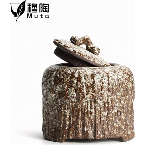 Ceramic tea caddy pottery storage tank Pu'er canister tea jar teacaddy large vintage japanese weed box caja para guardar te
