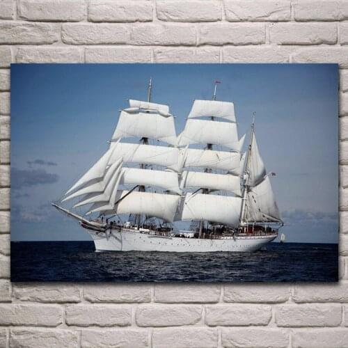 Beautiful sailing ship nautical seascape vehicle artwork living room home decor art print wood frame fabric poster KL522