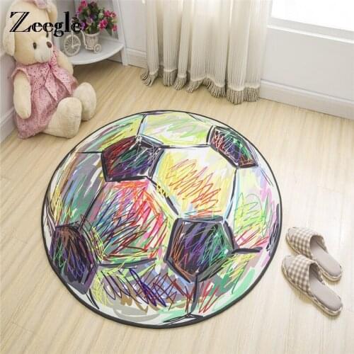 Zeegle Football Watercolors Round Carpet Coffee Table Room Kids Bedroom Living Room Rug Doormat Computer Chair Cushion