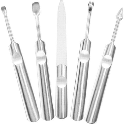 200Pcs/Lot Cuticle Pusher Stainless Steel Metal Nail Edge Dead Skin Shovel Knife Fork Exfoliate Nail Tool Manicure Tool HA2203