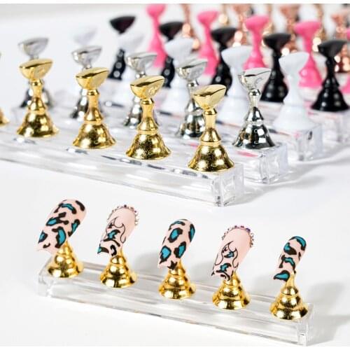 Magnetic Nail Holder Practice Training Showing Shelf Acrylic Stand Alloy Armor False Nails Tips Gel Polish Manicure Tools Tc#029