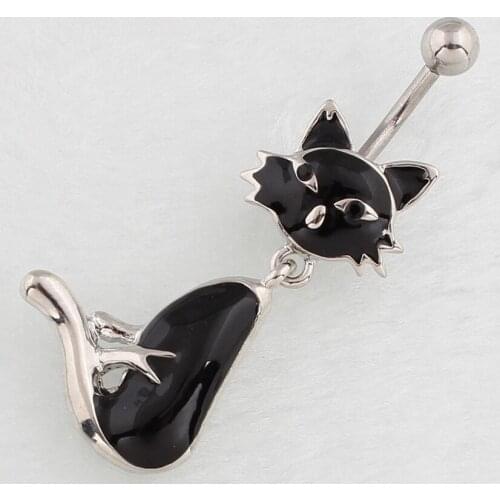 Fashion Personality Cute Black Cat Navel Belly Rings for Women Body Piecing Jewelry