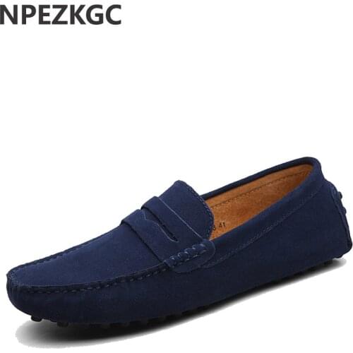 NPEZKGC Brand Fashion Summer Style Soft Moccasins Men Loafers High Quality Genuine Leather Shoes Men Flats Gommino Driving Shoes