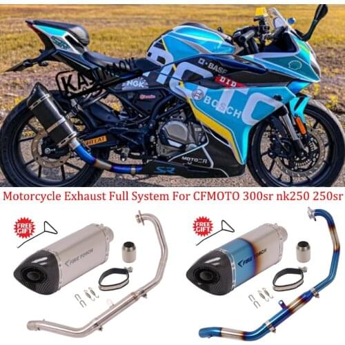 Motorcycle Exhaust Full System Front Middle Link Pipe Connecting Muffler Modified DB Killer Slip On For CFMOTO 300sr nk250 250sr