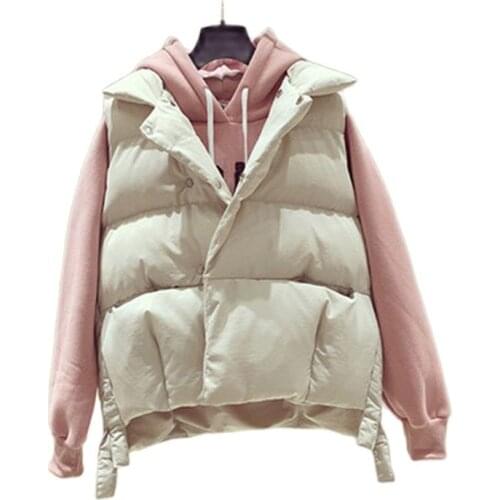 2020 Cotton Winter Vest Women Thick Warm Coat Womens Vest Turn-down Collar Solid Coat Padded Jacket Female Tops Outerwear xa371