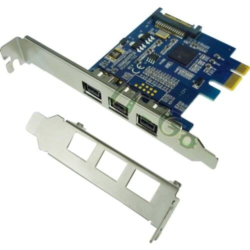 PCIE Combo 3x 1394b Firewire Ports PCI-Express Controller Card, 1394 card TI Chipset sata power supply with low bracket profile
