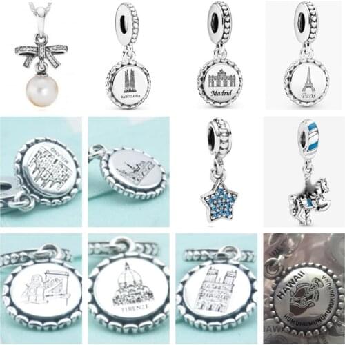 PDD DZ 59 925 Sterling Silver Spring New Charm Pendant with DIY Bracelet Necklace Jewelry Gift Carving Suitable for Women