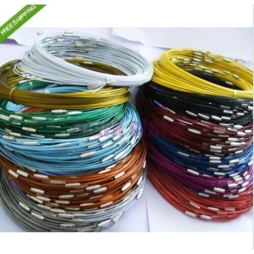 Free Shipping 100pcs Mixed Color Stainless Steel Necklace Wire Cord For DIY Craft Jewelry 18inch
